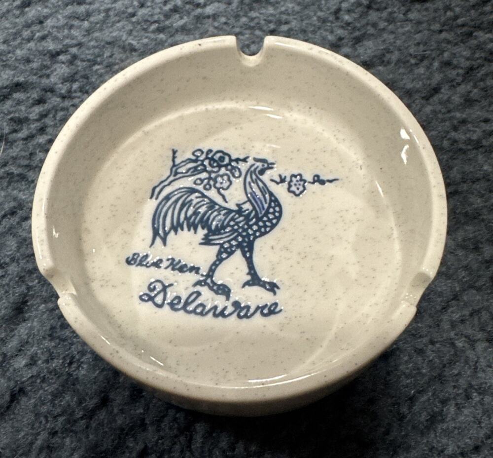 Ceramic Ashtray Delaware Blue Hens Hand Crafter/Painted